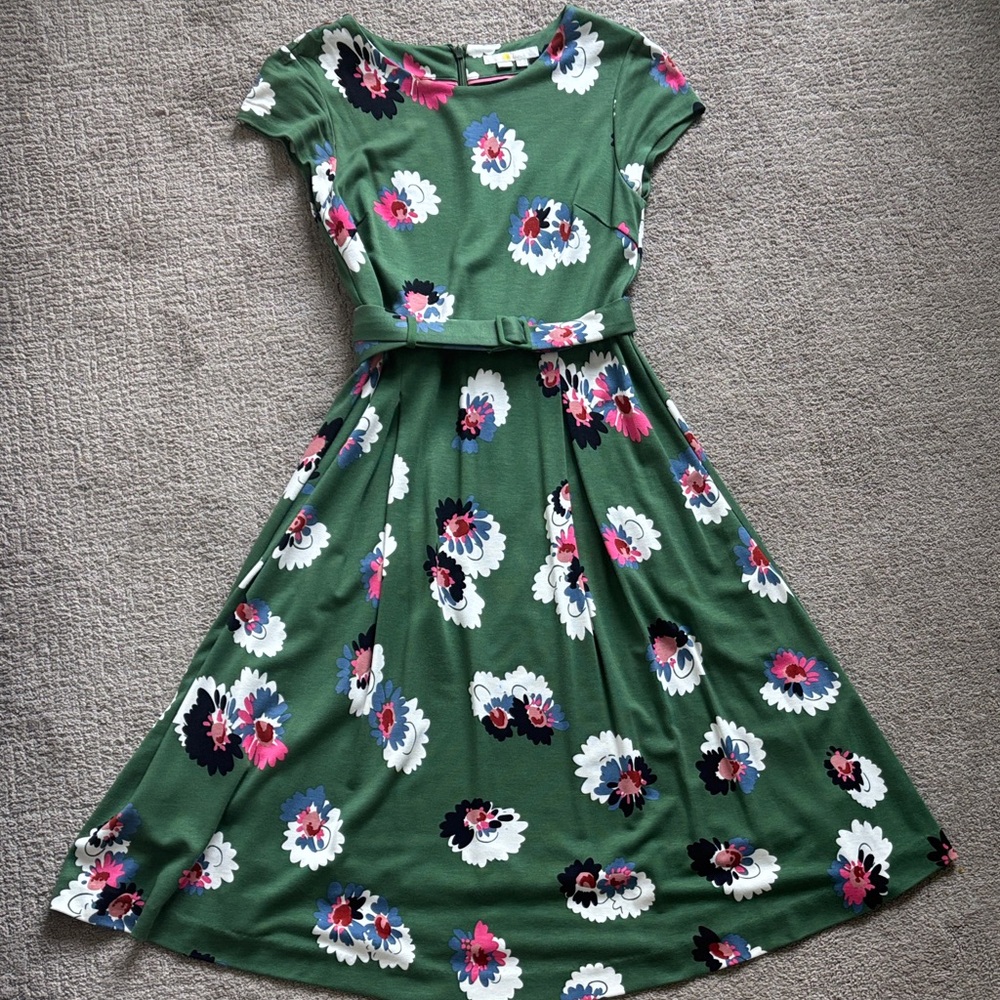 Boden Green Floral Midi Dress